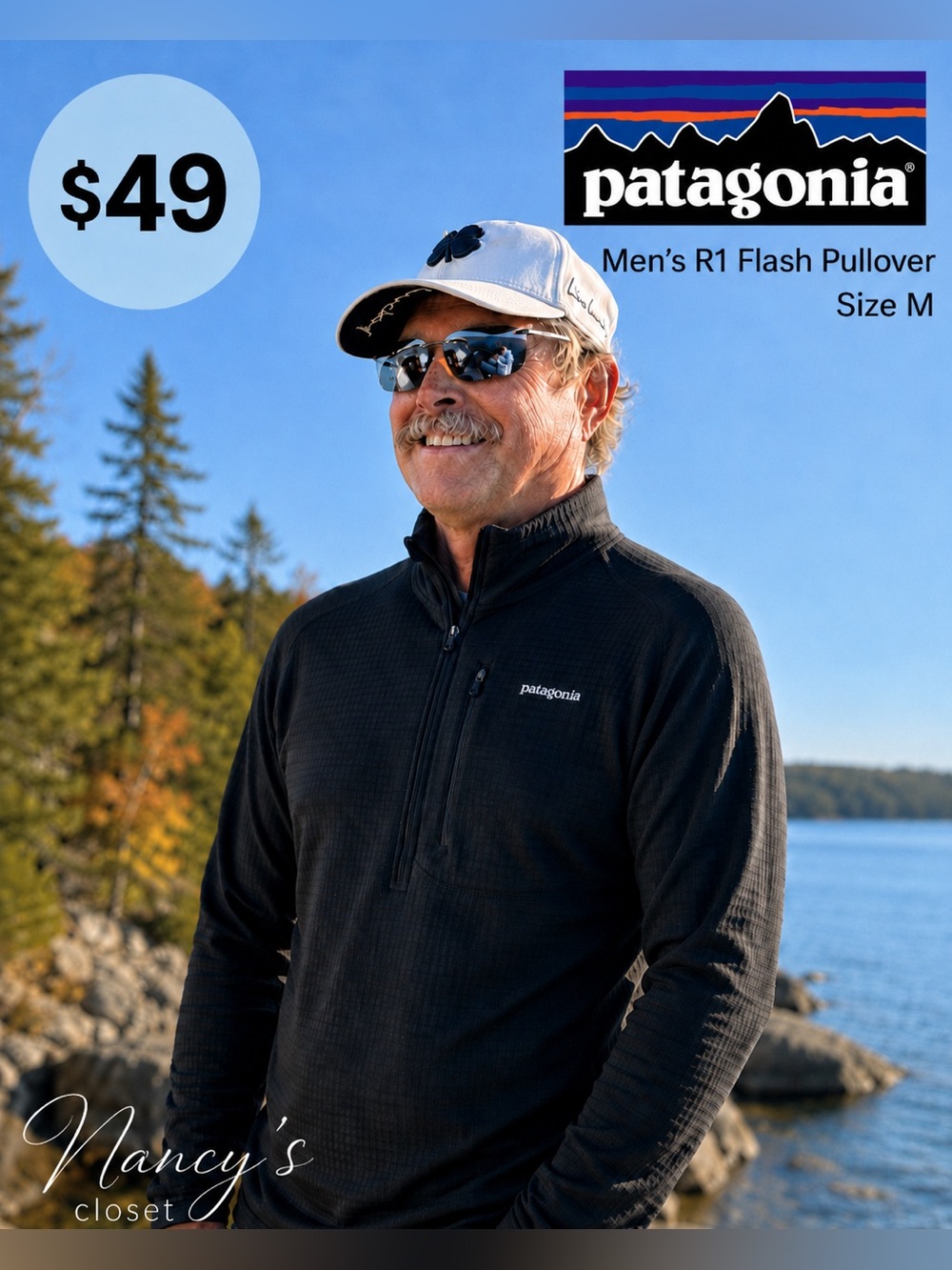 Patagonia Men’s R1 Flash Pullover / Base Layer – Size M – Made in USA